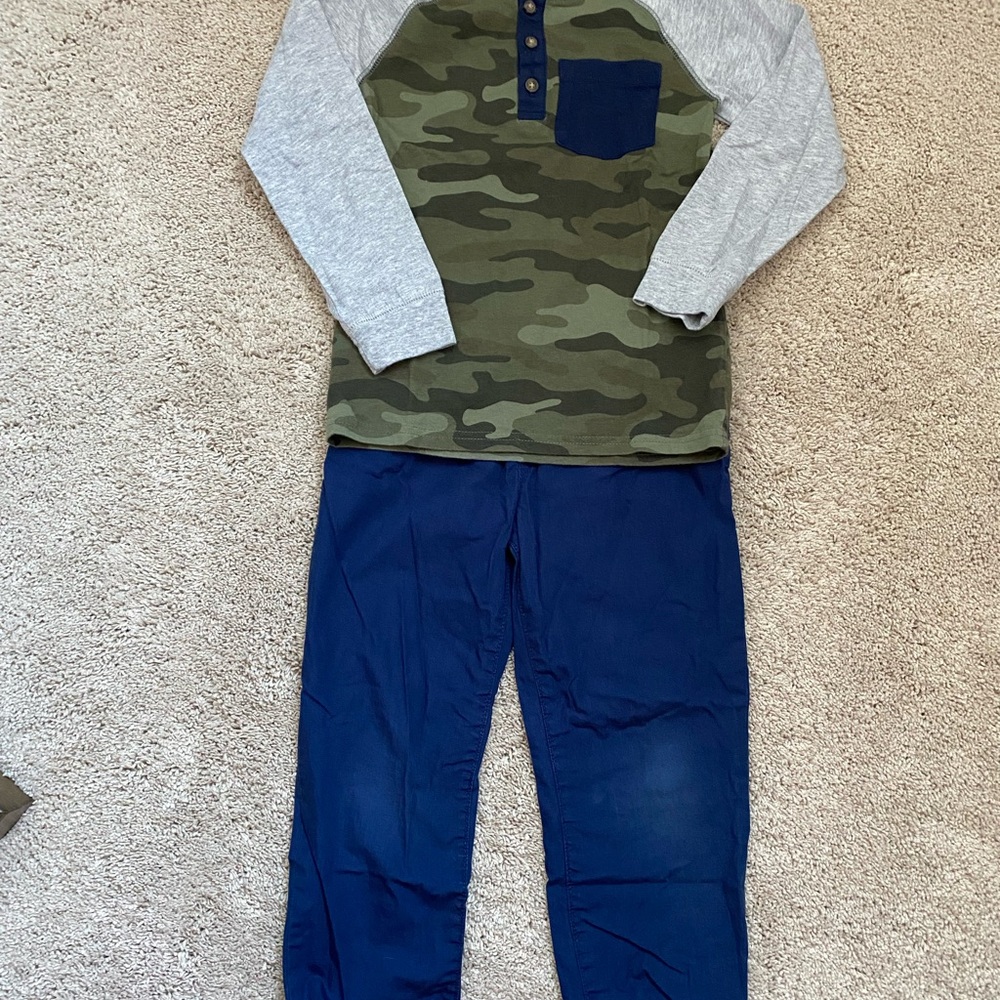 Carter's Green Camo and Blue Kids Matching Set